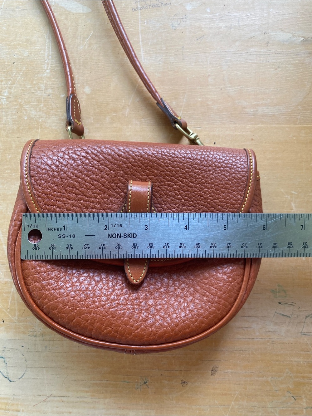 Vintage DOONEY & Bourke made in USA mini bag Rust Leather Saddle Crossbody - Picture 7 of 8
